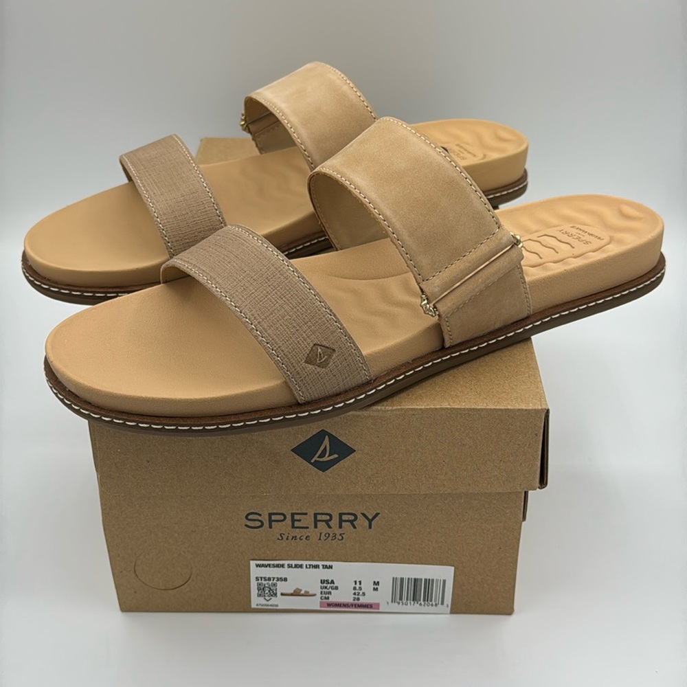 Sperry Top-Sider womens Waveside Plushwave tan sandals slides size 11 M.